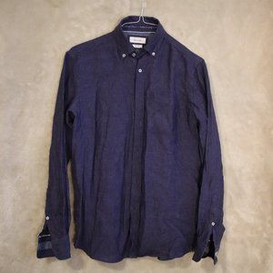 Navy Blue Porter & Ash Linen button up long sleeve